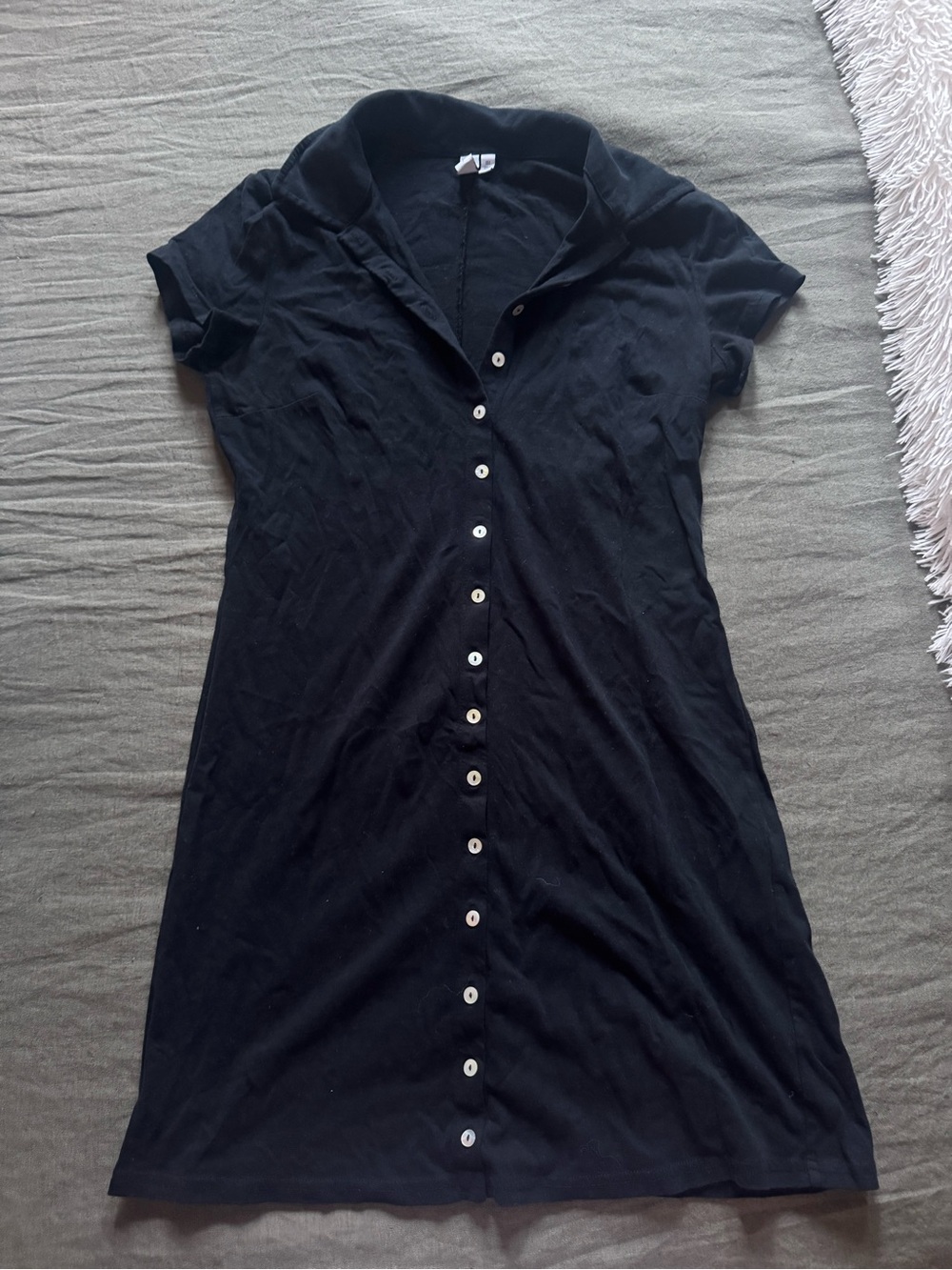 & Other Stories Black Polo Dress with Button Placket